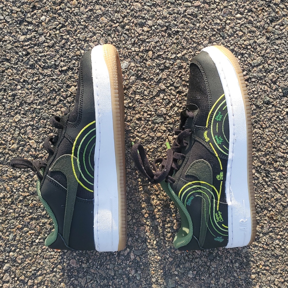 Nike Air Force 1 LV8 1 Black / Carbon Green-Treeline Size 8 - Picture 6 of 16